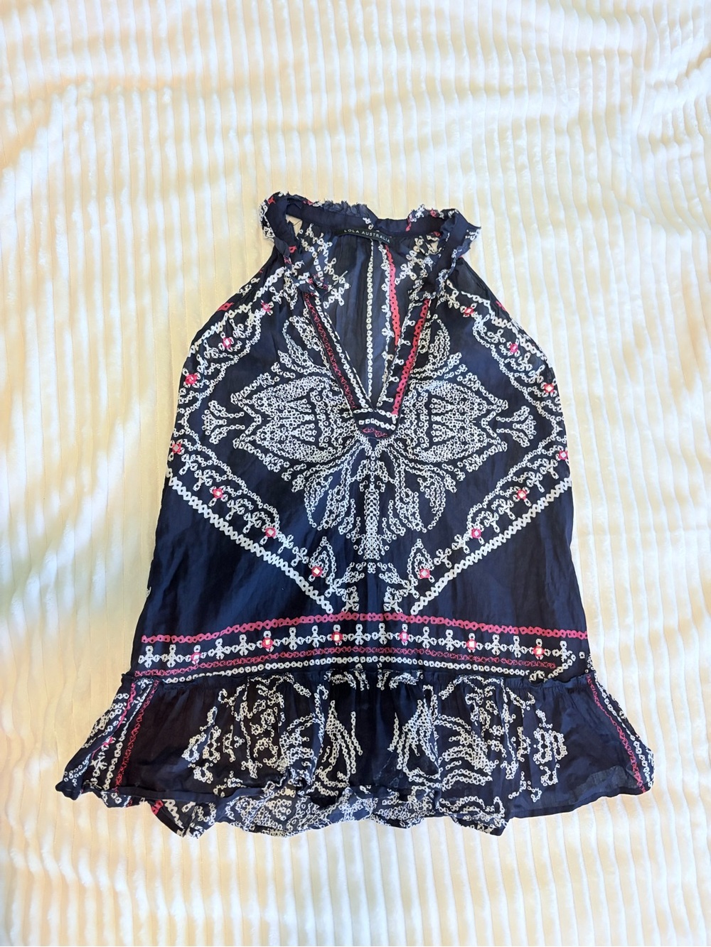 Lola Australia Boho Halter Neck Tunic Cotton Coastal Resort Size XS